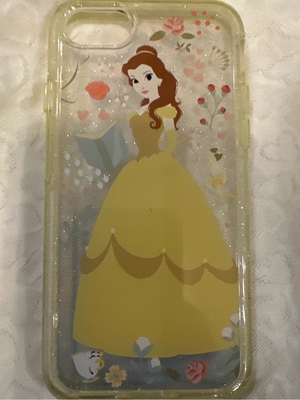 Disney Belle Yellow Princess Clear Phone Case with Floral Design